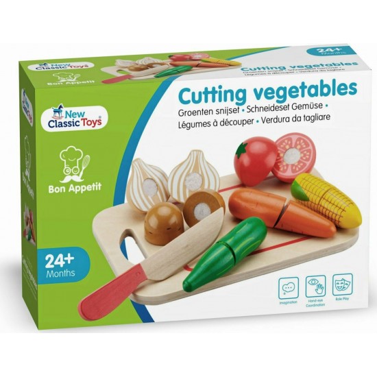 New Classic Toys Ξύλινα Λαχανικά με Δίσκο 10577