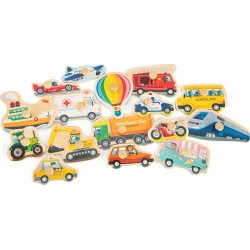 New Classic Toys Ξύλινο Peg Puzzle Transport 16 pcs 10442