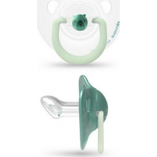 Suavinex Πιπίλες Σιλικόνης για 0-6 μηνών Bear Νυκτός Green 2τμχ 306803