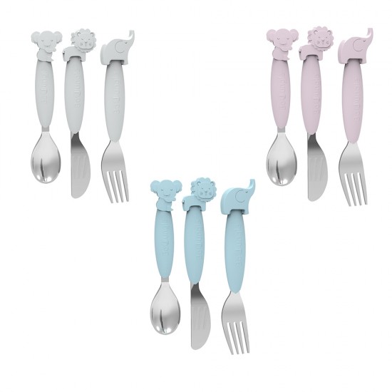Bo Jungle Σετ Βρεφικά Μαχαιροπίρουνα B-Silicone από Μέταλλο Grey 3τμχ B500660