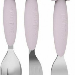 Bo Jungle Σετ Βρεφικά Μαχαιροπίρουνα B-Silicone από Μέταλλο Pink 3τμχ B500680