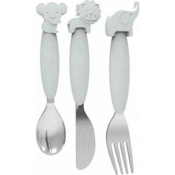 Bo Jungle Σετ Βρεφικά Μαχαιροπίρουνα B-Silicone από Μέταλλο Grey 3τμχ B500660