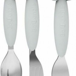 Bo Jungle Σετ Βρεφικά Μαχαιροπίρουνα B-Silicone από Μέταλλο Grey 3τμχ B500660