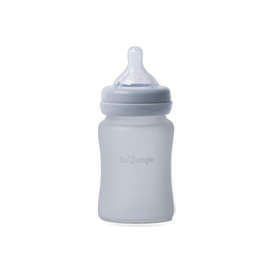 Bo Jungle Thermo Bottle Γυάλινο Μπιμπερό  με Θηλή Σιλικόνης Γκρι 0m+ 150ml B595020