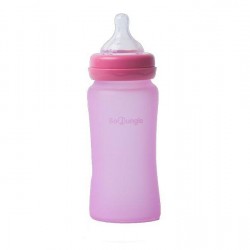 Bo Jungle Thermo Bottle Γυάλινο Μπιμπερό με Θηλή Σιλικόνης Ροζ 3m+ 240ml B595110