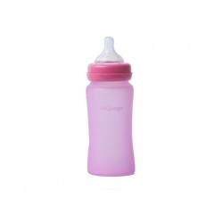 Bo Jungle Thermo Bottle Γυάλινο Μπιμπερό με Θηλή Σιλικόνης Ροζ 3m+ 240ml B595110