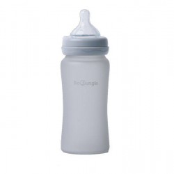 Bo Jungle Thermo Bottle Γυάλινο Μπιμπερό  με Θηλή Σιλικόνης Γκρι 3m+ 240ml B595120