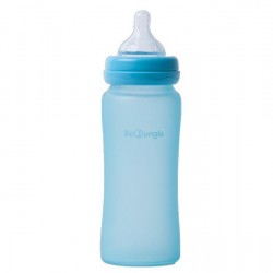 Bo Jungle Thermo Bottle Γυάλινο Μπιμπερό με Θηλή Σιλικόνης Γαλάζιο 6m+ 300ml B595200