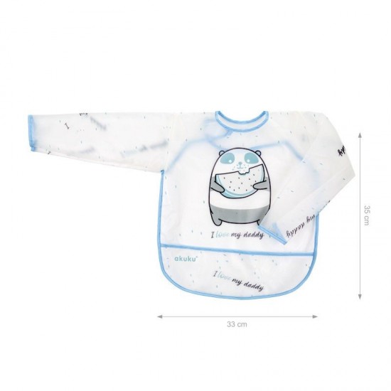 Akuku Αδιάβροχη Ποδιά Πλαστική με Αυτοκόλλητο "Πάντα" με Μανίκια A0517