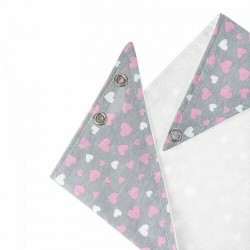 Akuku Μπαντάνα Υφασμάτινη με Κουμπί "Καρδούλες " Γκρι & Ροζ A1505