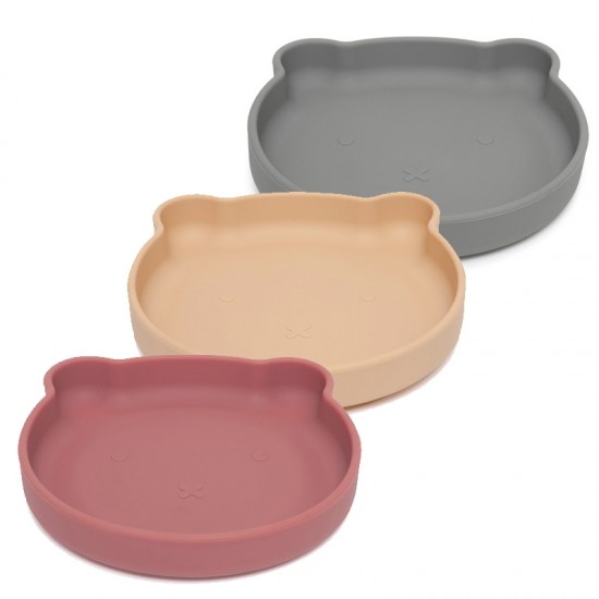 Petit Monkey Παιδικό Πιάτο Φαγητού από Σιλικόνη Bear Honey Peach ptm-sp3