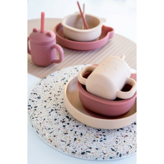 Petit Monkey Παιδικό Πιάτο Φαγητού από Σιλικόνη Bear Honey Peach ptm-sp3