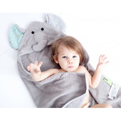Zoocchini Βρεφική Κάπα-Μπουρνούζι με Κουκούλα Elle The Elephant Γκρι zoo1009