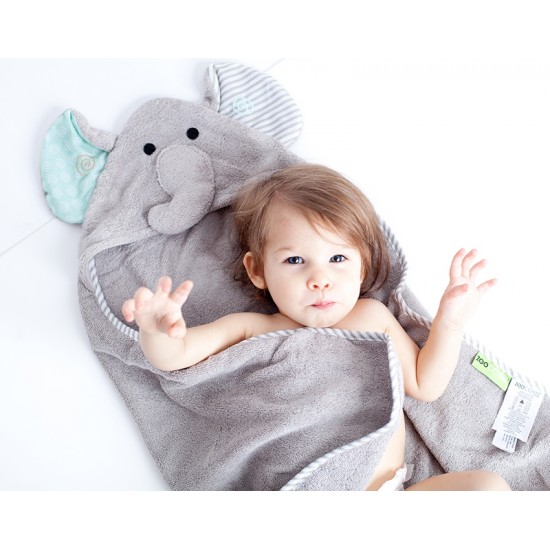Zoocchini Βρεφική Κάπα-Μπουρνούζι με Κουκούλα Elle The Elephant Γκρι zoo1009