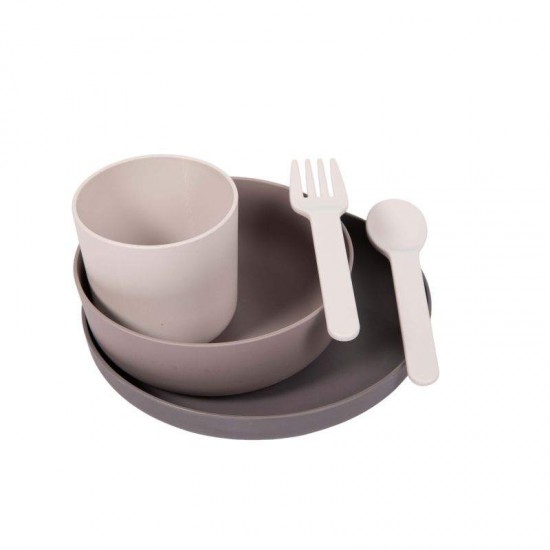 Bo Jungle Eco Βιοδιασπόμενο Σετ Πιάτο-Μπωλ-Ποτηράκι-Κουτάλι-Πιρούνι  GREY B551000