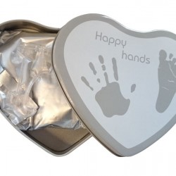 Happy hands: Αναμνηστικό κουτάκι πηλού καρδιά XP.130001.SILVER
