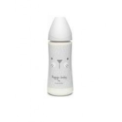 Suavinex Πλαστικό Μπιμπερό Hygge Κατά των Κολικών με Θηλή Σιλικόνης 360ml για 3-6 μηνών Γκρι Whiskers 306696