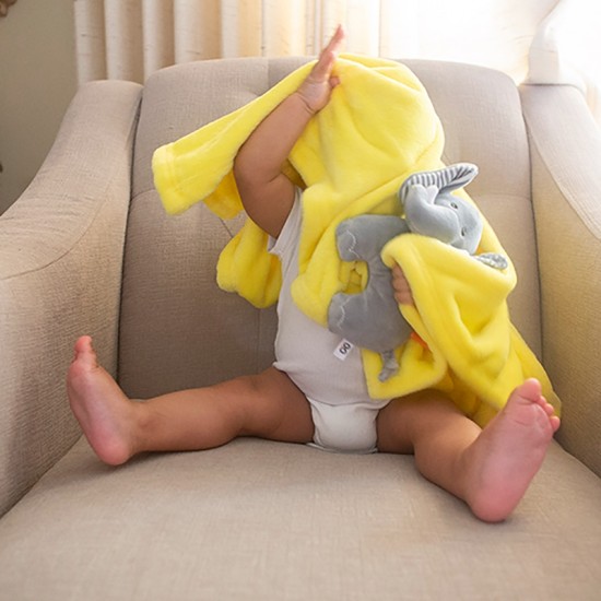 Zoocchini Κουβέρτα Αγκαλιάς & Λίκνου Elephant Yellow 69x100cm με Ζωάκι ZOO3003