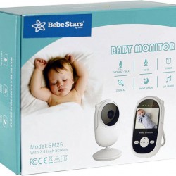 Bebe Stars Ενδοεπικοινωνία Μωρού Με Κάμερα & Ήχο με Νανουρίσματα & Μελωδίες 2.4" Λευκό 2τμχ 9500 