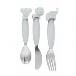Bo Jungle Σετ Βρεφικά Μαχαιροπίρουνα B-Silicone από Μέταλλο Grey 3τμχ B500660