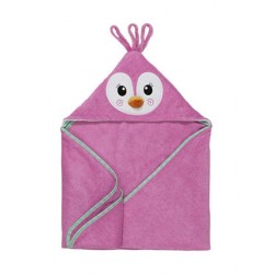 Zoocchini Βρεφική πετσετα  με Κουκούλα Πιγκουίνος Φούξια 77x77cm. zoo11213