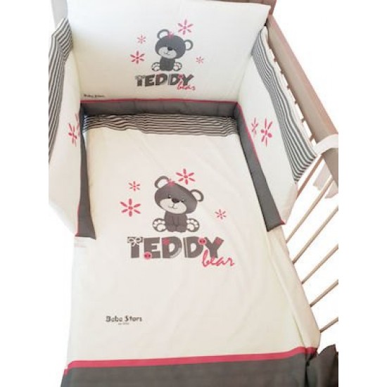 Bebe Stars Σετ Κούνιας Teddy Flower Γκρι 4τμχ 3010