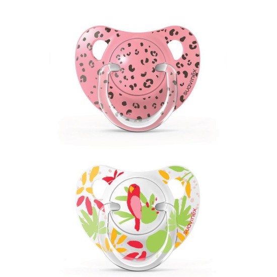 Suavinex Πιπίλες Σιλικόνης για 0-6 μηνών Jungle Parrot Pink 2τμχ 307150