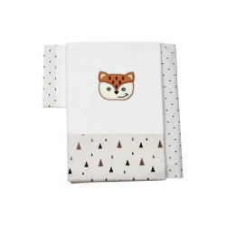 Bebe Stars Σετ Βρεφικά Σεντόνια Κούνιας Βαμβακερά Fox Εκρού 3τμχ 115x160εκ. 3061