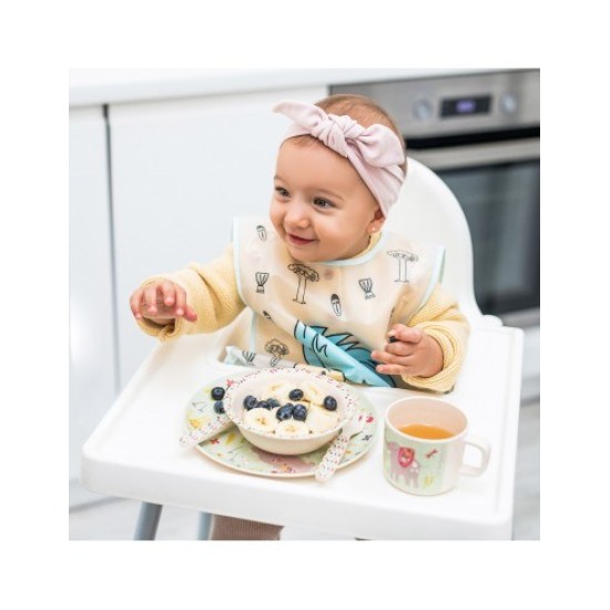 Babyono Αδιάβροχη Ποδιά Πλαστική με Ενιαίο Λαιμό "Creative Baby" Pink Penguin για 36 m+ BN840/1