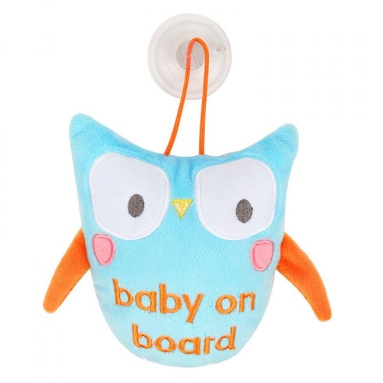 BabyWise Σήμα Baby on Board Κουκλάκι με Βεντούζα Κουκουβάγια Μπλε FEM-CC01-32
