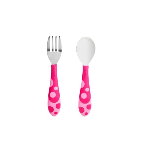 Munchkin Βρεφικό Σετ Πιρούνι Και Κουτάλι μεταλλικα 12m+ Ροζ  11404 