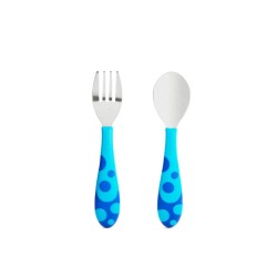 Munchkin Βρεφικό Σετ Πιρούνι Και Κουτάλι μεταλλικα 12m+ Μπλε 11404