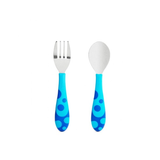 Munchkin Βρεφικό Σετ Πιρούνι Και Κουτάλι μεταλλικα 12m+ Μπλε 11404