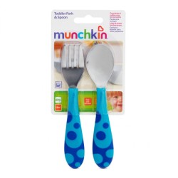 Munchkin Βρεφικό Σετ Πιρούνι Και Κουτάλι μεταλλικα 12m+ Μπλε 11404