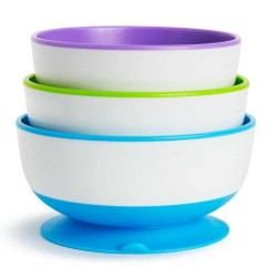 Munchkin Πολύχρωμα Μπωλ Φαγητού με Βεντούζα Blue/Purple 3τμχ 1107502