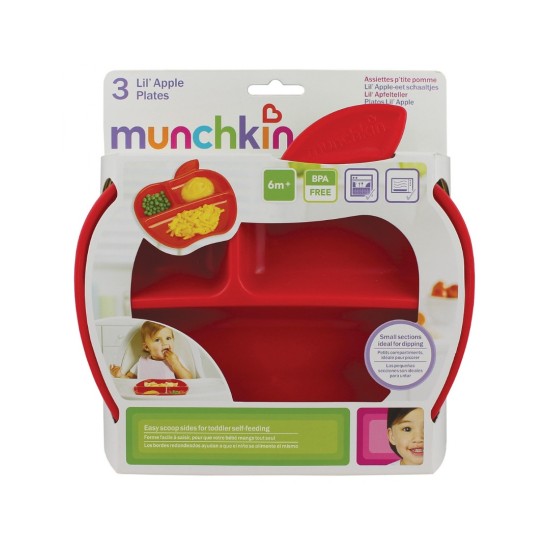 Munchkin Μήλο Παιδικό Πιάτο Φαγητού από Πλαστικό Πολύχρωμο 3τμχ 12102