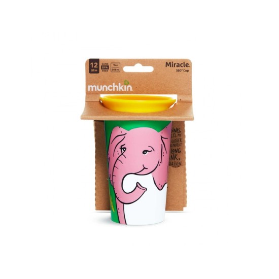 Munchkin Παιδικό Ποτηράκι "Miracle 360° Wildlove Sippy" ELEPHANT από Πλαστικό Ροζ 266ml  51932