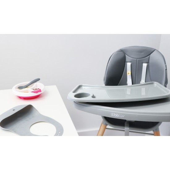 Bbluv Grow Καρεκλάκι Φαγητού 2 in 1 με Ξύλινο Σκελετό & Κάθισμα από Δερματίνη Γκρι  B0179