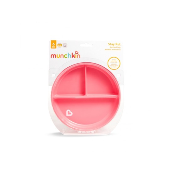 Munchkin Πιάτο Με Βεντούζα Stay Put Salmon 11213/Salmon