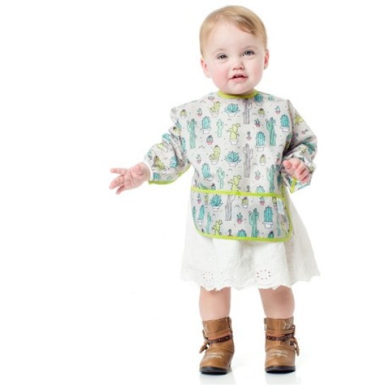 Bumkins Αδιάβροχη Ποδιά Πλαστική με Κορδόνι Sleeved Bib με Τσέπη & Μανίκια Cacti για 6-24m+ 3307111