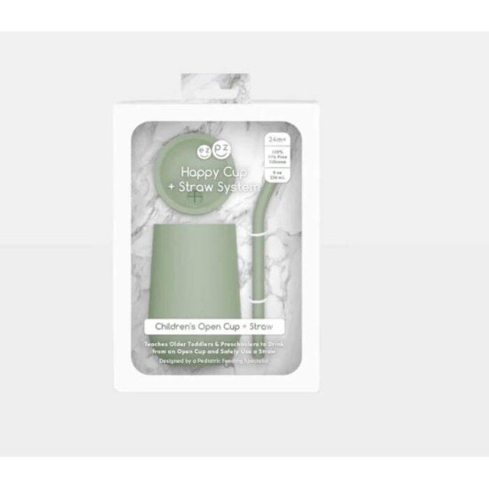 Ezpz Εκπαιδευτικό Παιδικό Ποτηράκι "Happy Cup" από Σιλικόνη+ καλαμάκι Πράσινο για 24m+ HC-S5655U