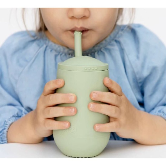 Ezpz Εκπαιδευτικό Παιδικό Ποτηράκι "Happy Cup" από Σιλικόνη+ καλαμάκι Πράσινο για 24m+ HC-S5655U