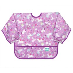 Bumkins Αδιάβροχη Ποδιά Πλαστική με Κορδόνι Sleeved Bib Unicorns με Τσέπη & Μανίκια για 6-24m+ 331436
