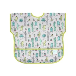 Bumkins Αδιάβροχη Ποδιά Πλαστική με Αυτοκόλλητο Junior Bib με Τσέπη & Κοντά Μανίκια Cacti 1-3 ετών 3308111