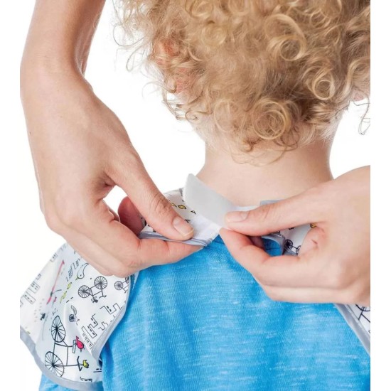 Bumkins Αδιάβροχη Ποδιά Πλαστική με Αυτοκόλλητο Junior Bib με Τσέπη & Κοντά Μανίκια Cacti 1-3 ετών 3308111