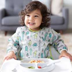 Bumkins Αδιάβροχη Ποδιά Πλαστική με Κορδόνι Sleeved Bib με Τσέπη & Μανίκια Cacti για 6-24m+ 3307111