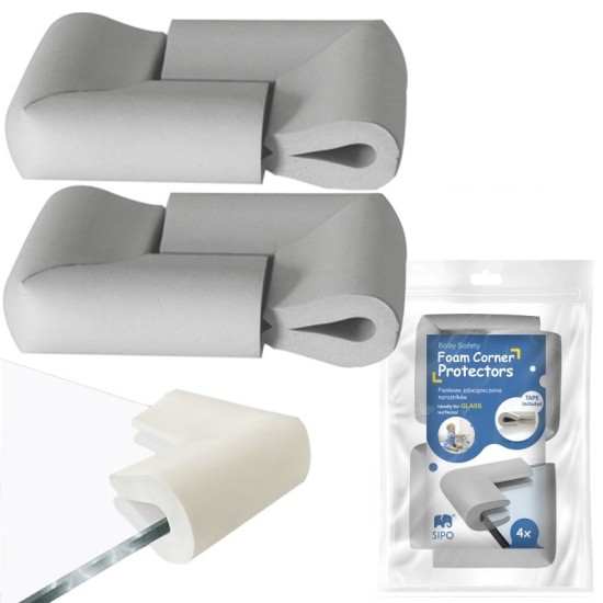 Sipo Αφρώδη Προστατευτικά Γωνιών U-Shape Για Γυάλινες Επιφάνειες 4τμχ Γκρι T23UE