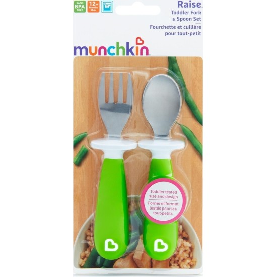 Munchkin Βρεφικό Σετ Πιρούνι Και Κουτάλι μεταλλικα 12m+ Πράσινο 2τμχ 11221
