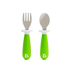 Munchkin Βρεφικό Σετ Πιρούνι Και Κουτάλι μεταλλικα 12m+ Πράσινο 2τμχ 11221