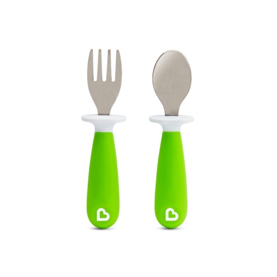 Munchkin Βρεφικό Σετ Πιρούνι Και Κουτάλι μεταλλικα 12m+ Πράσινο 2τμχ 11221